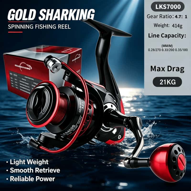 Abu Garcia Reel Max - GOLD SHARKING-Spinnrolle, ultraleichte Metall-Angelrolle, Angelwerkzeug, 2000-7000,