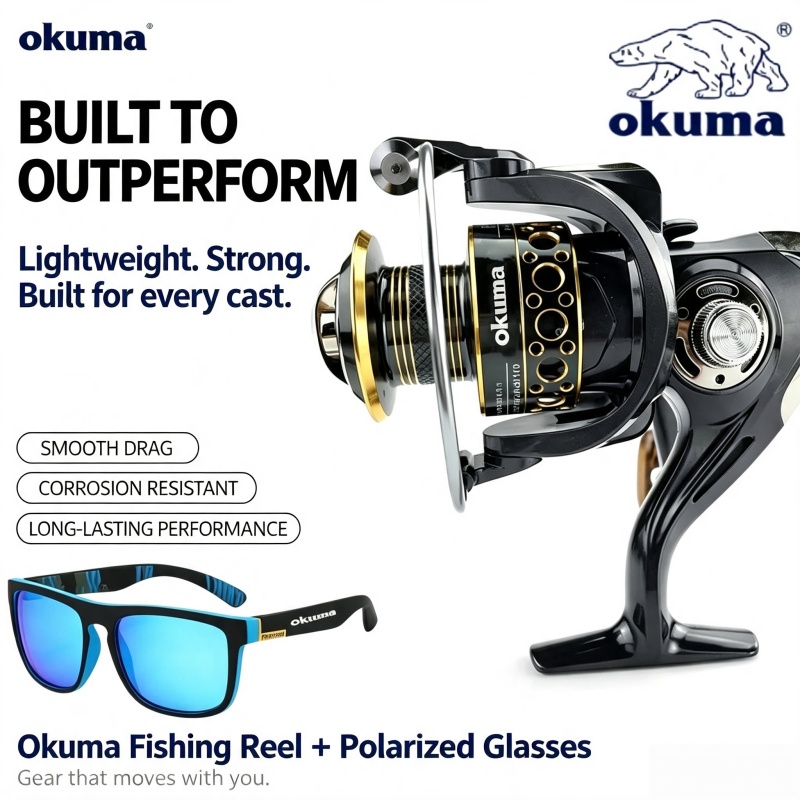 Fishing Boat Steering Wheel - OKUMA-Spinnrolle, ultraleichte Metall-Angelrolle, Angelwerkzeug, Angelrad, maximale